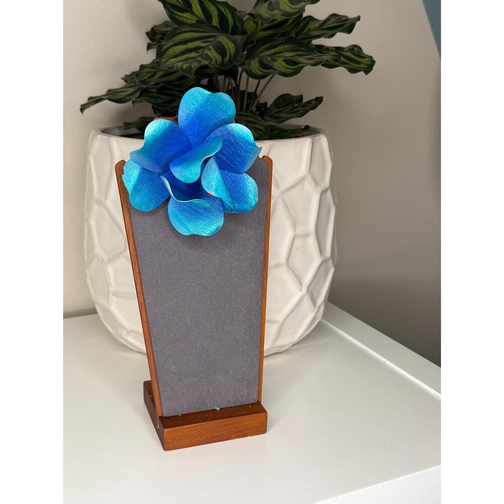 Vintage Sculptural Blue Ombre Metal Flower Statement Brooch Large Floral Pin - Picture 2 of 11